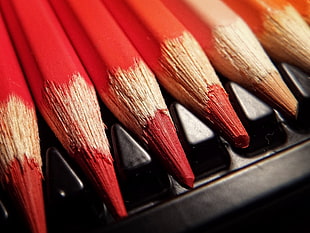 red and brown coloring pencils