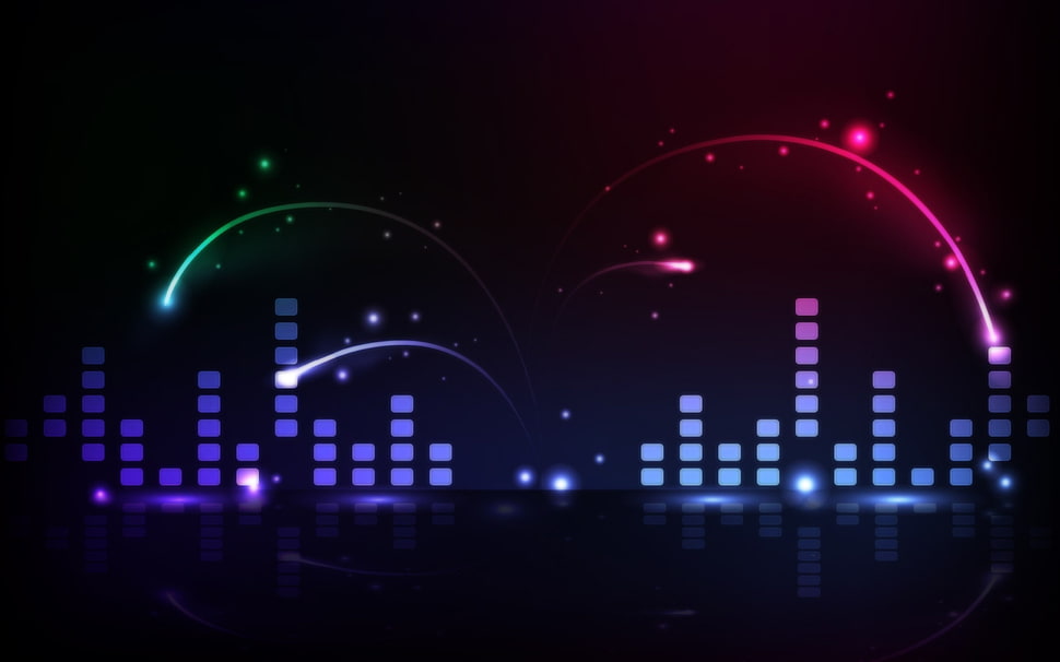 purple, green, and pink lighted device HD wallpaper