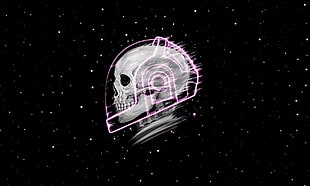 skeleton illustration, skull, astronaut, space, stars