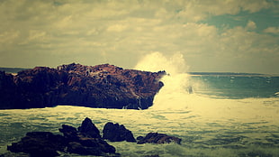 ocean waves, filter, nature, crash, waves HD wallpaper