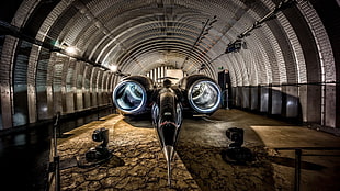 black jet, vehicle, car, turbines, hangar
