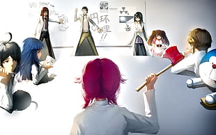 Mahou Shoujo Madoka Magica, Steins;Gate, Makise Kurisu, Okabe Rintarou HD wallpaper