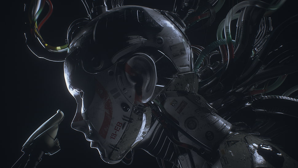 robot wallpaper, cyborg, 3D, science fiction, robot HD wallpaper
