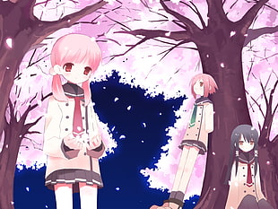 three anime character under tree HD wallpaper