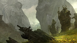 gray and black digital wallpaper, video games, Guild Wars 2, artwork