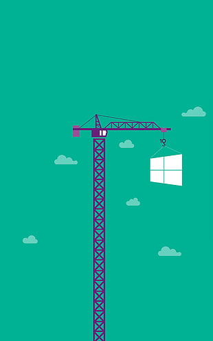 purple crane illustration, Windows 10, Microsoft Windows, operating systems, minimalism