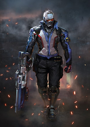 male character artwork, Soldier  76 (Overwatch), Overwatch