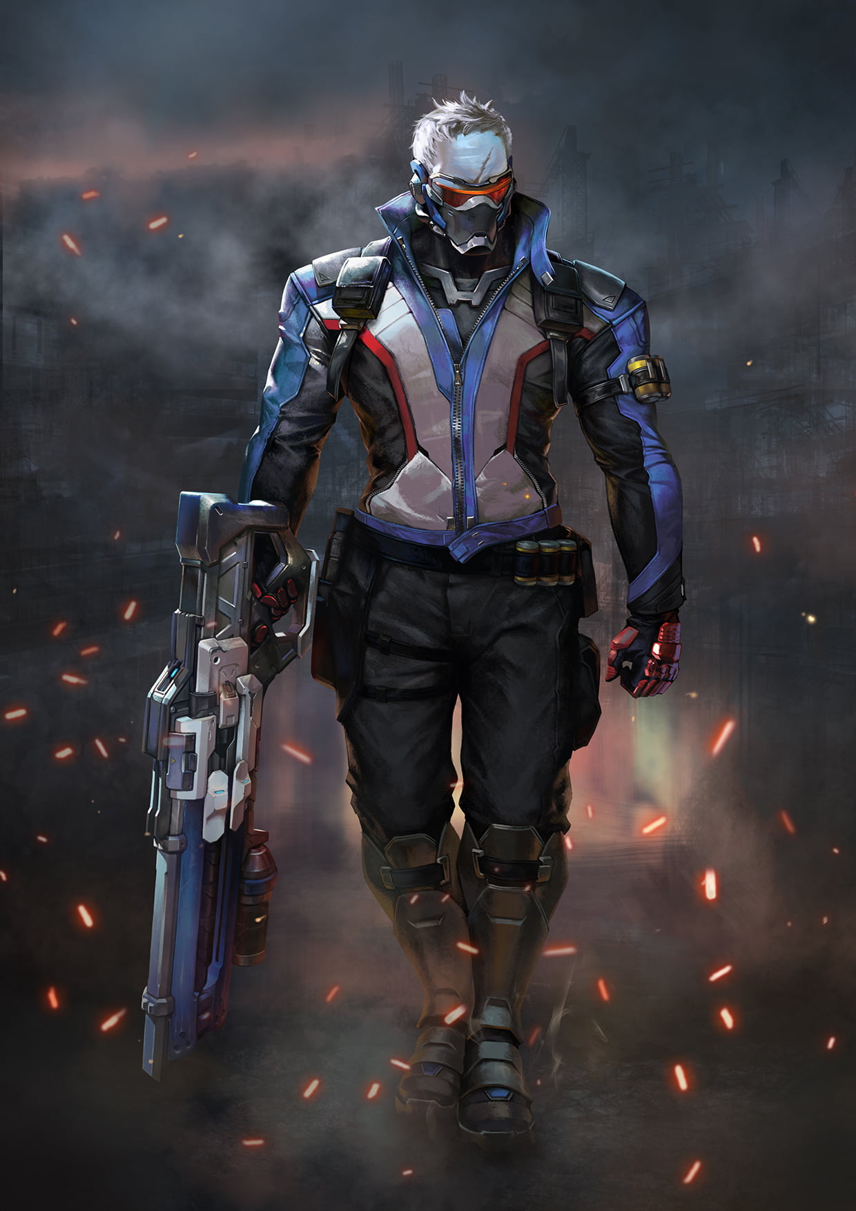 male character artwork, Soldier  76 (Overwatch), Overwatch