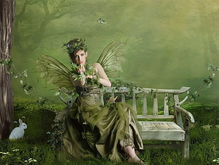 green fairy illustration HD wallpaper