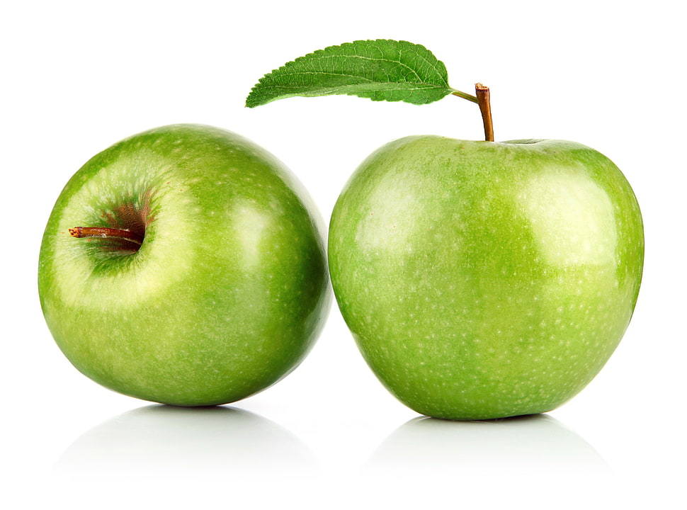 two green apple fruits HD wallpaper