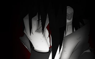 black haired man anime character, Uchiha Sasuke, anime boys, Naruto Shippuuden, selective coloring