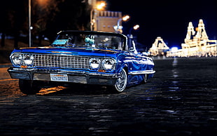 blue convertible coupe, Chevrolet, Oldtimer, urban, car