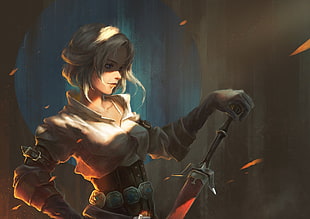 woman holding sword animated wallpaper