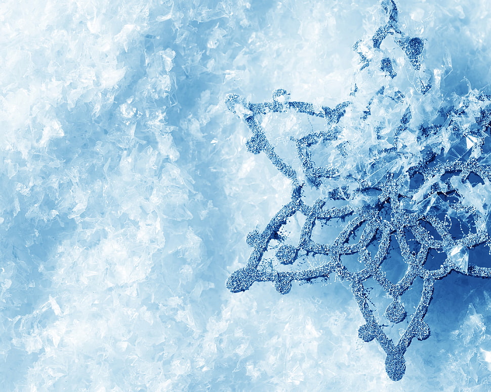 froze snowflake cutout decor on white surface HD wallpaper