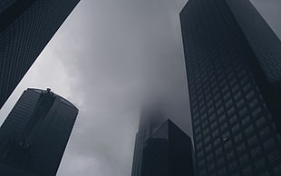 black concrete building, photography, mist, building, architecture