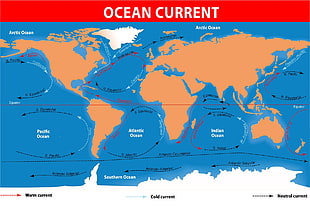 ocean current illustration, world map, sea, continents HD wallpaper