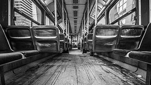 Inside the train illustration in grayscale