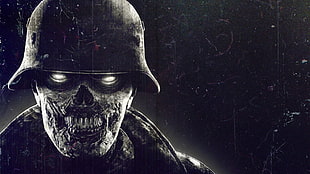 skull illustration, zombies, video games, Nazi