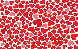 white and red hearts illustration HD wallpaper