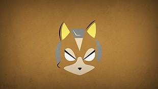 gray and yellow fox illustration, minimalism, simple background, video games, Star Fox