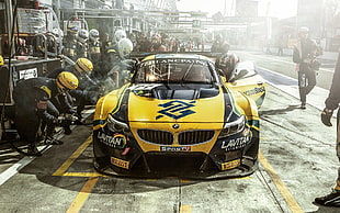 yellow and black vehicle, racing, Team Brazil, sports, BMW HD wallpaper