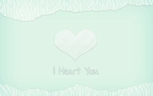 teal and white i heart you wallpaper, heart, love, artwork HD wallpaper