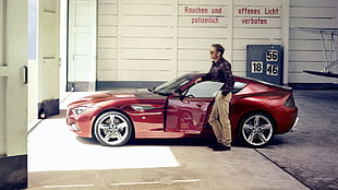 red luxury car, BMW Z4, Zagato, BMW, men HD wallpaper