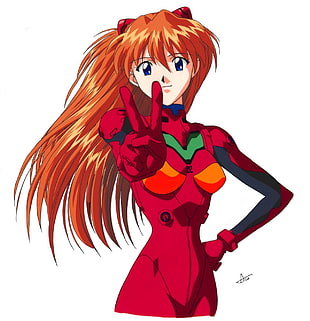 female in red dress anime character, Neon Genesis Evangelion, Askua HD wallpaper
