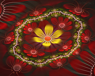 red and yellow flower illustration