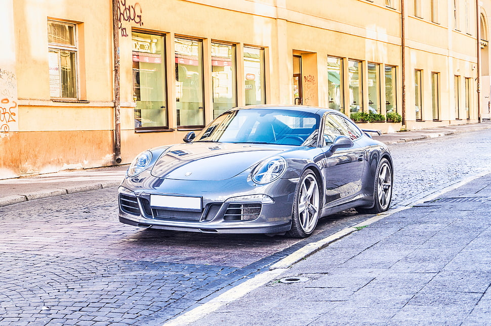 blue Porsche coupe, Sports car, Front view, Stylish HD wallpaper