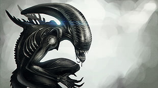 alien illustration, Prometheus (movie), Xenomorph