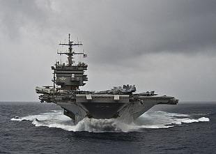 white and black ship scale model, ship, USS Enterprise (CVN-65), aircraft carrier, vehicle HD wallpaper