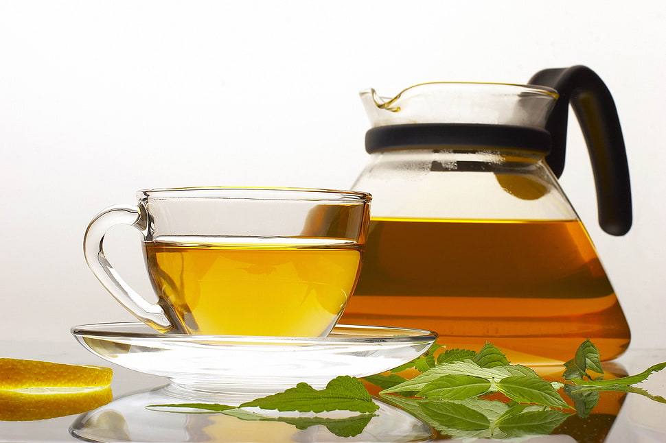 clear glass tea set HD wallpaper