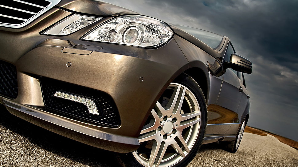 brown sedan HD wallpaper