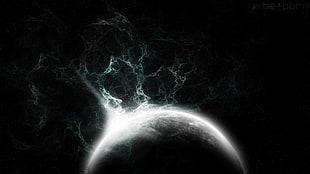 white and black planet digital wallpaper, abstract, science fiction, space, galaxy