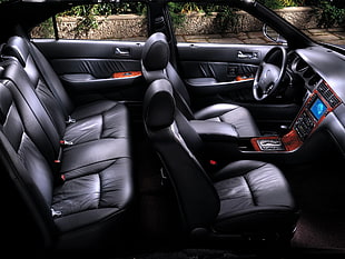 black leather car interior HD wallpaper