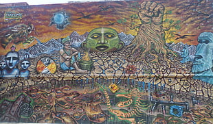 multicolored tribal people painting, street art, wall, Caracas
