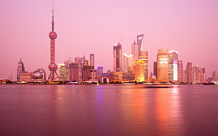 gray skyscraper, reflection, building, China, Shanghai
