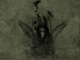crow poster, plague doctors, birds, fantasy art, artwork