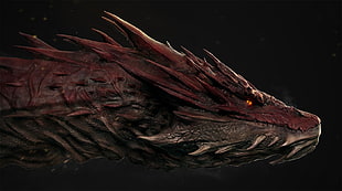 red and grey dragon head digital wallpaper, 3D, dragon, Smaug