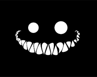 black background with monster emoji art, monochrome, minimalism, face