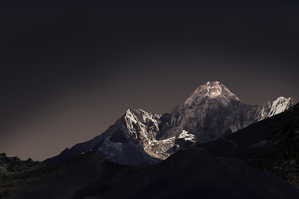 snow mountain during night HD wallpaper