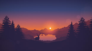 silhouette of deer near tree