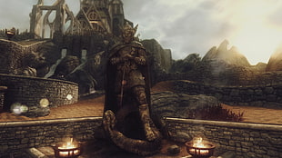 man wearing brown cape digital wallpaper, The Elder Scrolls V: Skyrim, video games, Whiterun