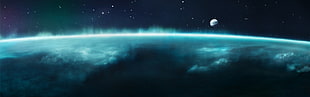 sea of clouds illustration, space art, planet, space, digital art