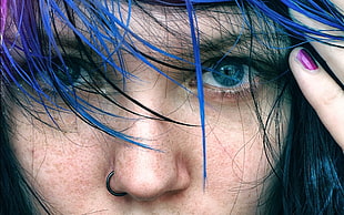 woman with blue and black hair