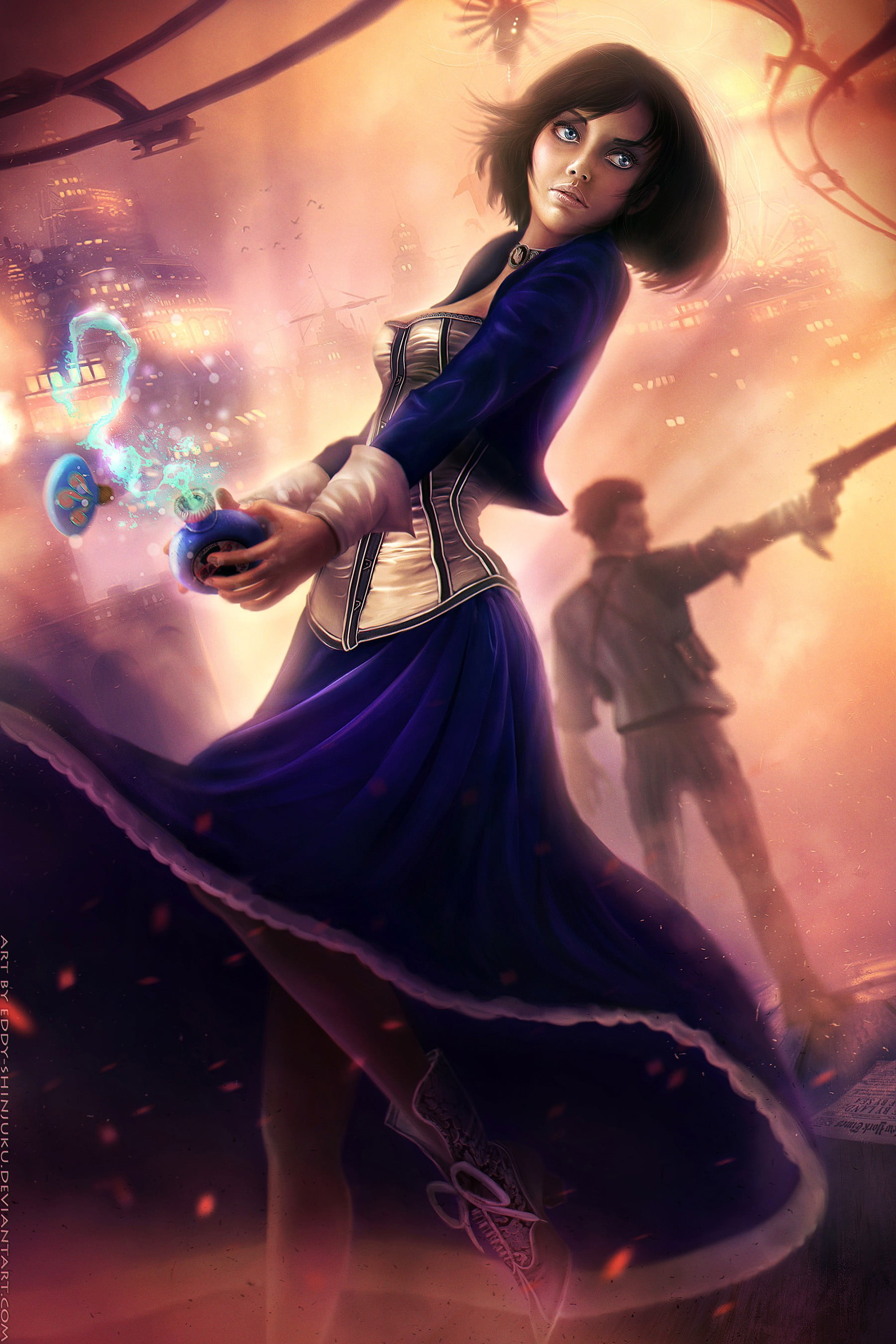 female anime character wallpaper, video games, Booker DeWitt, BioShock, BioShock Infinite