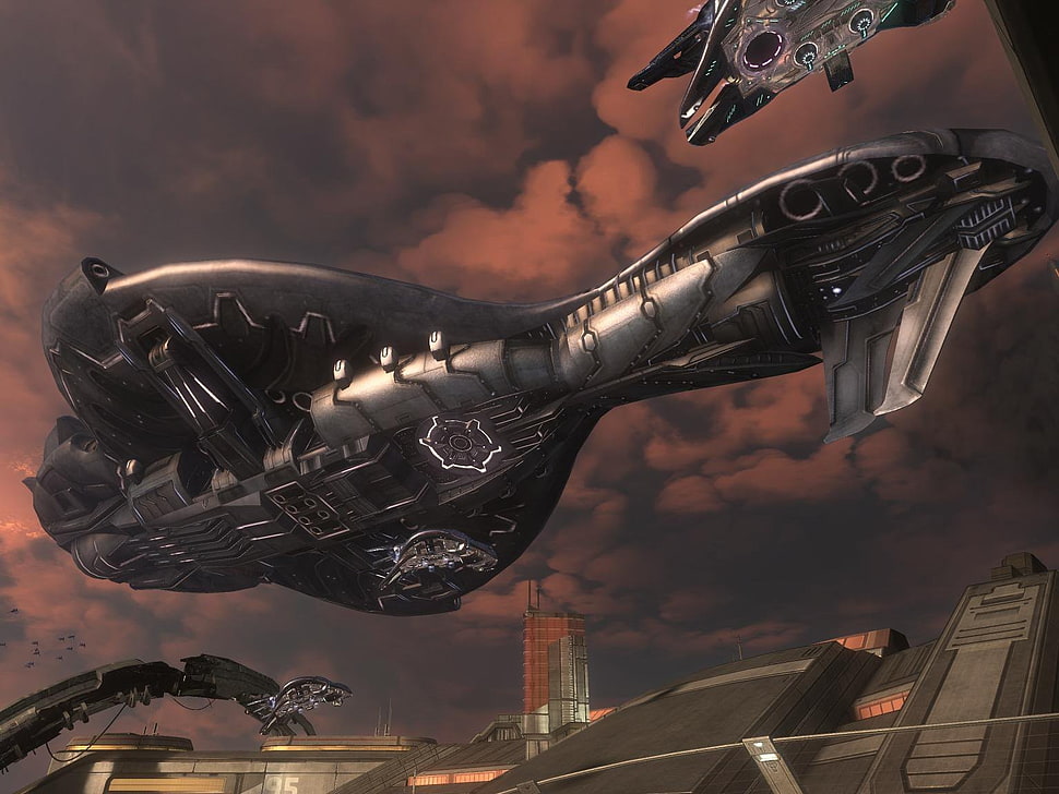 grey spaceship illustration, Halo, cruiser, Halo 3: ODST, warship HD wallpaper