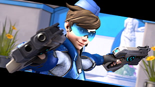 Overwatch Tracer wearing blue costume