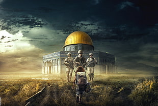 game digital wallpaper, Al-Aqsa Mosque, Soldiers, War